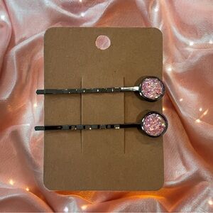 NEW Pink Druzies Design Bobby-pin Set